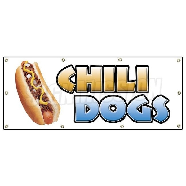 CHILI DOGS BANNER SIGN hot dog cart stand signs franks dogs wiener